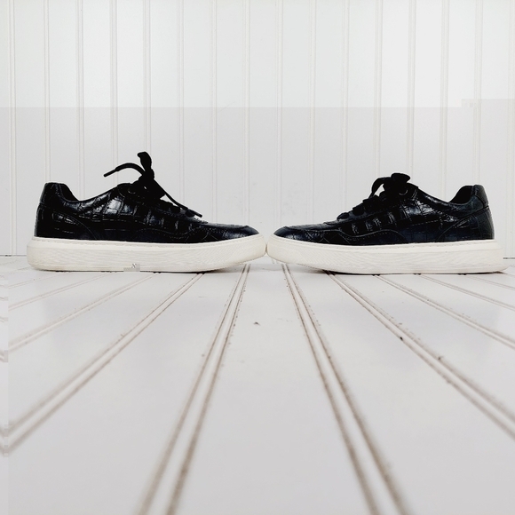 NEW Geox Respira Black Reptile Pattern White Outsole Lace Up Sneakers D198 - Picture 7 of 12